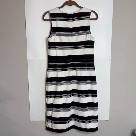 Halogen Women’s Medium Black White Striped Sleeveless Dress Back Zipper Classic - Picture 10 of 10